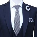Black self textured italian 3 piece suit