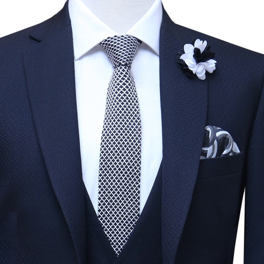 
                  
                    Black self textured italian 3 piece suit
                  
                
