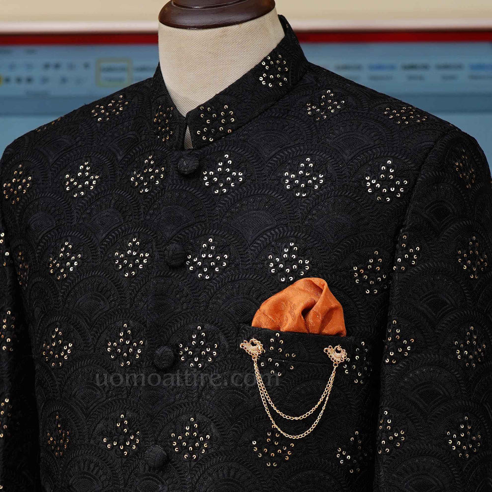 Black 2025 embroidered coat