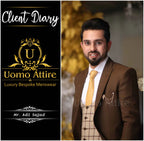 client mr adil sajjad in our brown 3 piece suit , Elegent three peice suit for men, brown 3 piece suit for men with single breasted check vest