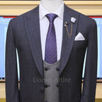 Contrast grey three piece suit