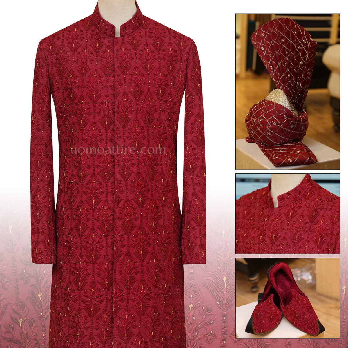Latest Pakistani Red Sherewani for Groom 2023 | Groom Sherwani