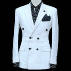 Custom Made Linen fabric double breasted 2 piece, white double breasted suit, double breasted 2 piece suit