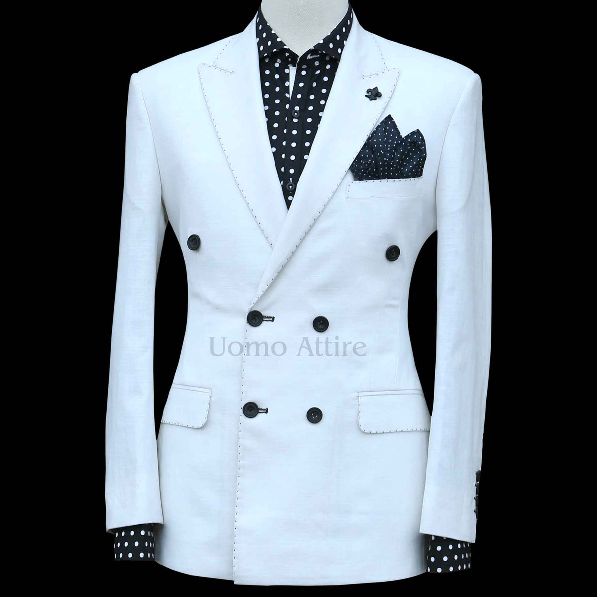 Custom Made Linen fabric double breasted 2 piece, white double breasted suit, double breasted 2 piece suit