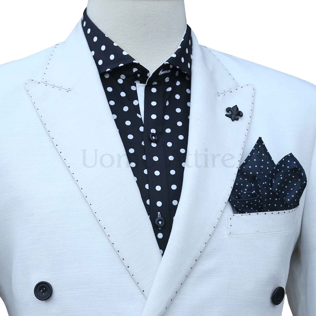 Custom Made Linen fabric double breasted 2 piece, white double breasted suit, double breasted 2 piece suit