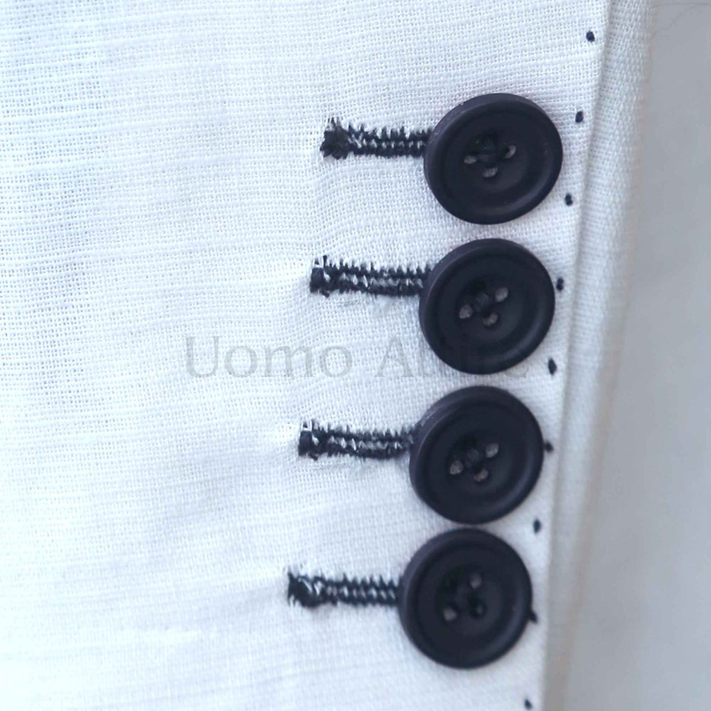 Custom Made Linen fabric double breasted 2 piece, white double breasted suit, double breasted 2 piece suit