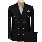 Custom tailored double breasted suit, black double breasted suit, double breasted suit
