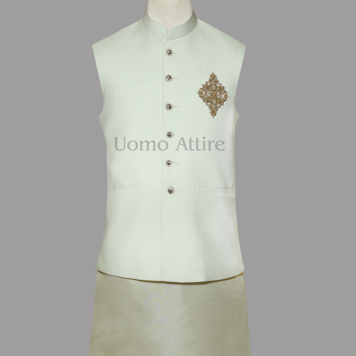Finch of cream custom made slim fit waistcoat