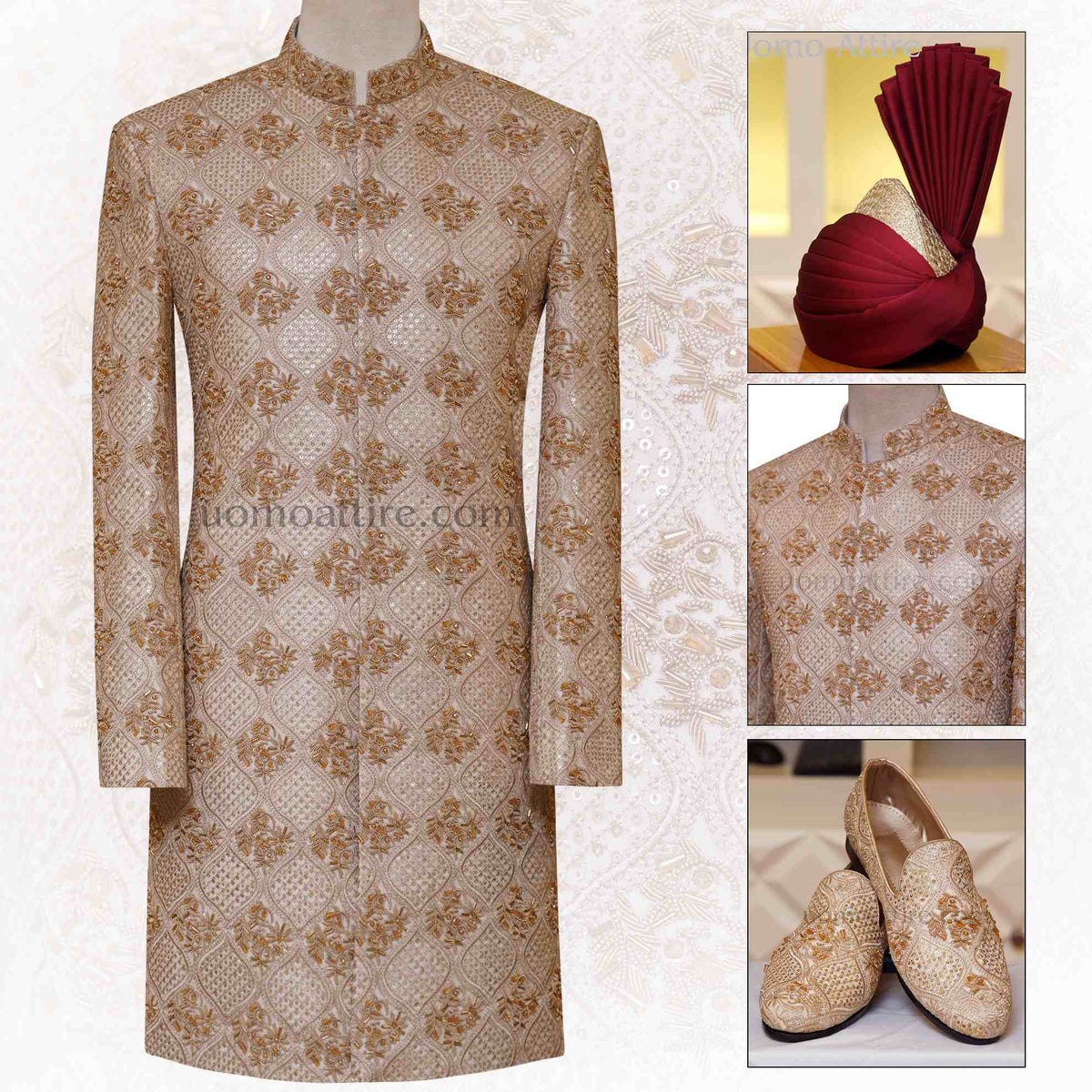 Best golden embellished sherwani for men wedding