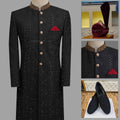 Black Sherwani | Black sherwani for groom | Black wedding sherwani for groom package