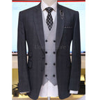Charcoal grey glen check slim fit three piece suit