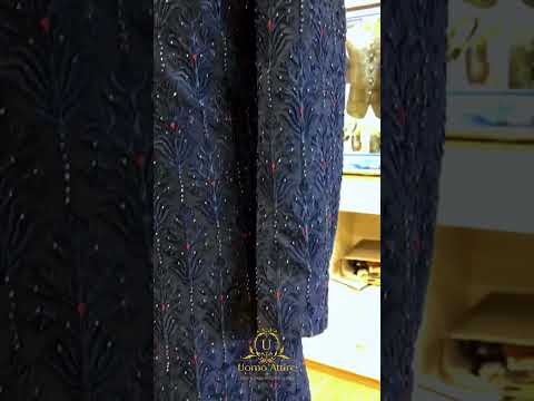Blue fully embellished and embroidered sherwani