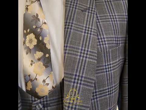 
                  
                    Carica e riproduci video nel visualizzatore Galleria, Custom-made windowpane check 3 piece suit for men
                  
                