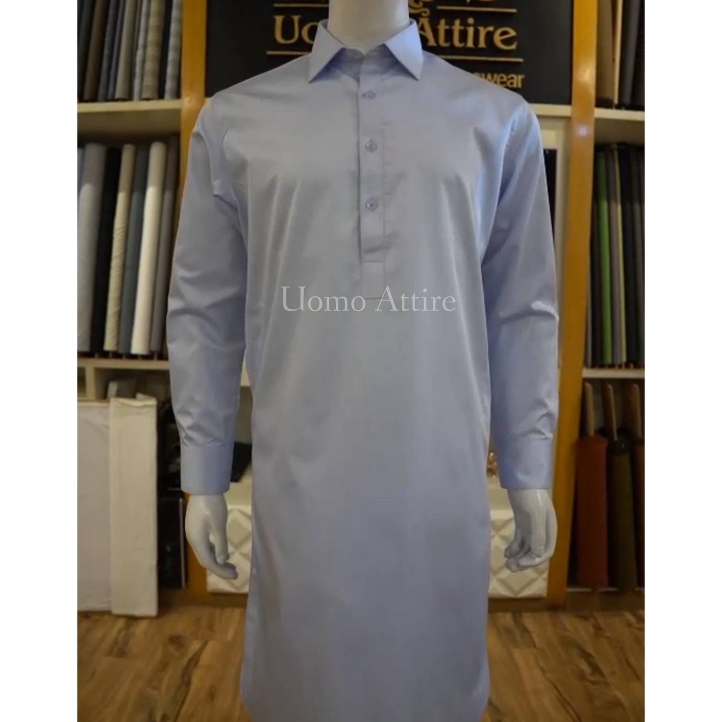 Abito da Uomo Shalwar Kameez in Tinta Unita Nero Bianco Abito da Uomo Shalwar Kameez in Tinta Unita Nero Bianco