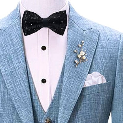 Light blue tuxedo linen 3 piece suit for wedding – Uomo Attire