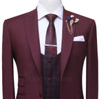Custom Made Burgundy 3 Piece Suit for Men