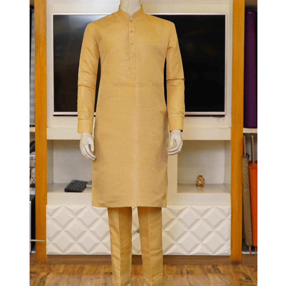 Golden kurta pajama for mehndi | Kurta Pajama Designs for Men