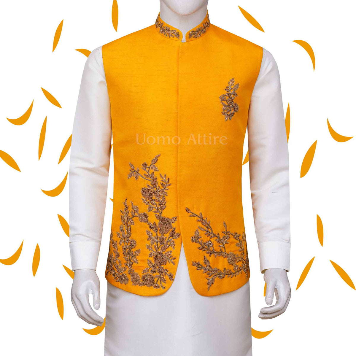 Customized mehndi waistcoat for perfect look Uomo Attire