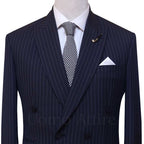 Italian fabric blue stripped double breasted suit