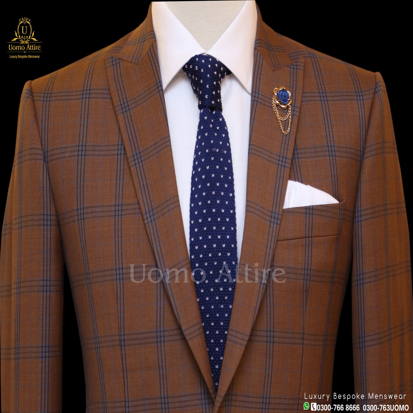 windowpane check 2 piece suit