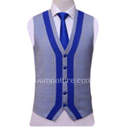 royal blue 3 piece suit for men waistcoat