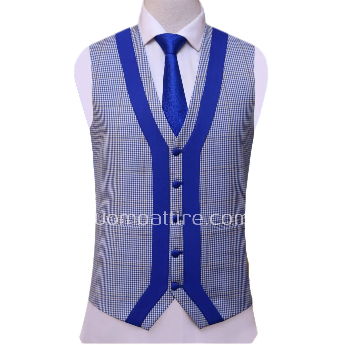 royal blue 3 piece suit for men waistcoat
