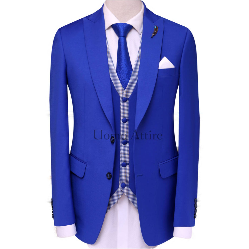 
                  
                    royal blue 3 piece suit for men with single breasted designer vest
                  
                