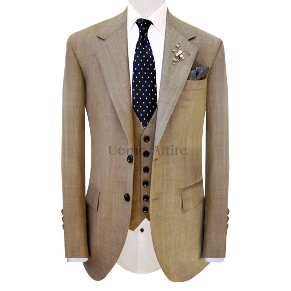 
                  
                    Notched lapel customized 3 piece suit, 3 piece suit for men, 3 piece suit
                  
                