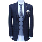 Three piece with double breasted U-shape waistcoat, 3 piece suit for men