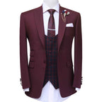Custom Made Burgundy 3 Piece Suit for Men | Burgundy Color Suit