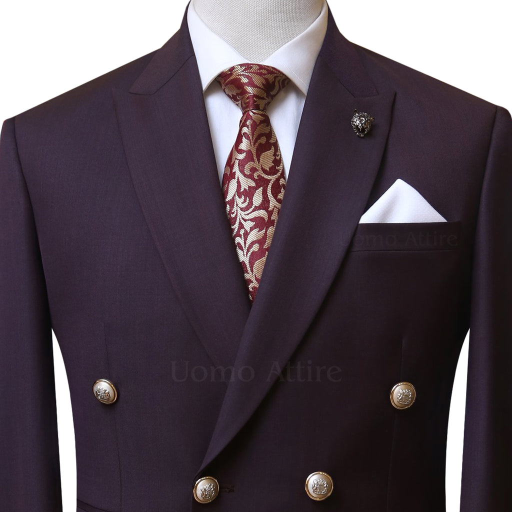 Bespoke double breasted 2 piece suit, double breasted suit with golden buttons, double breasted 2 piece suit