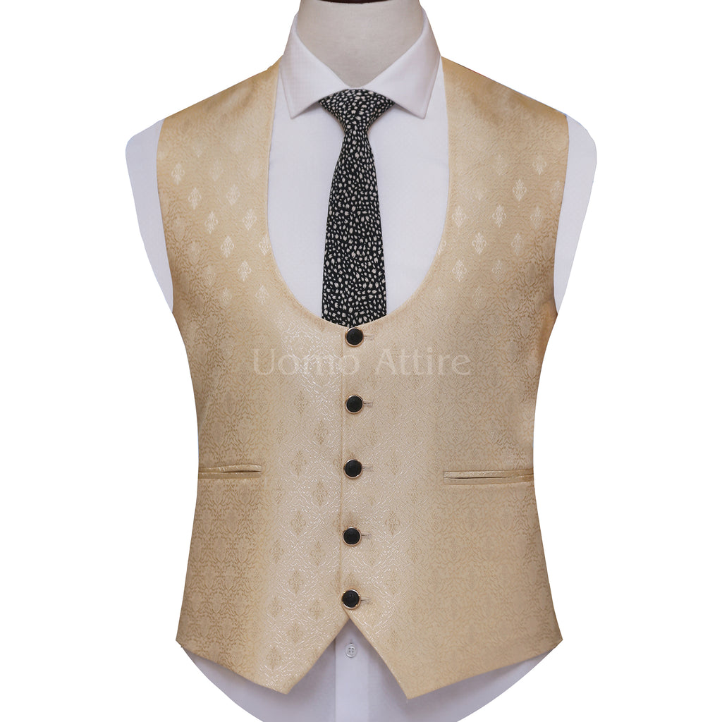 Custom-made dark three piece suit waistcoat