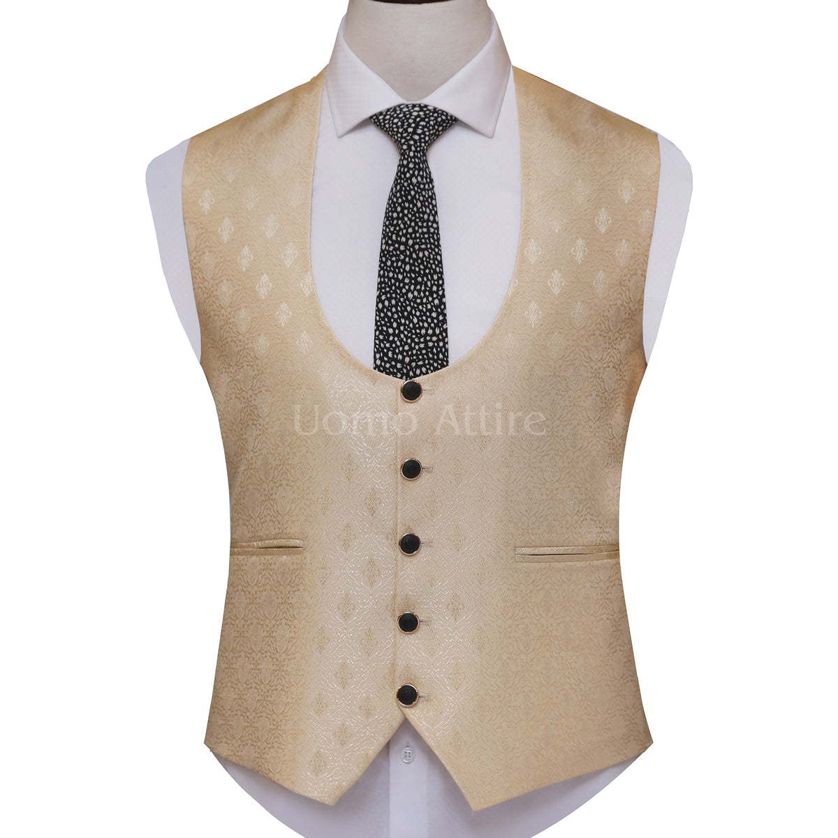 Custom-made dark three piece suit waistcoat