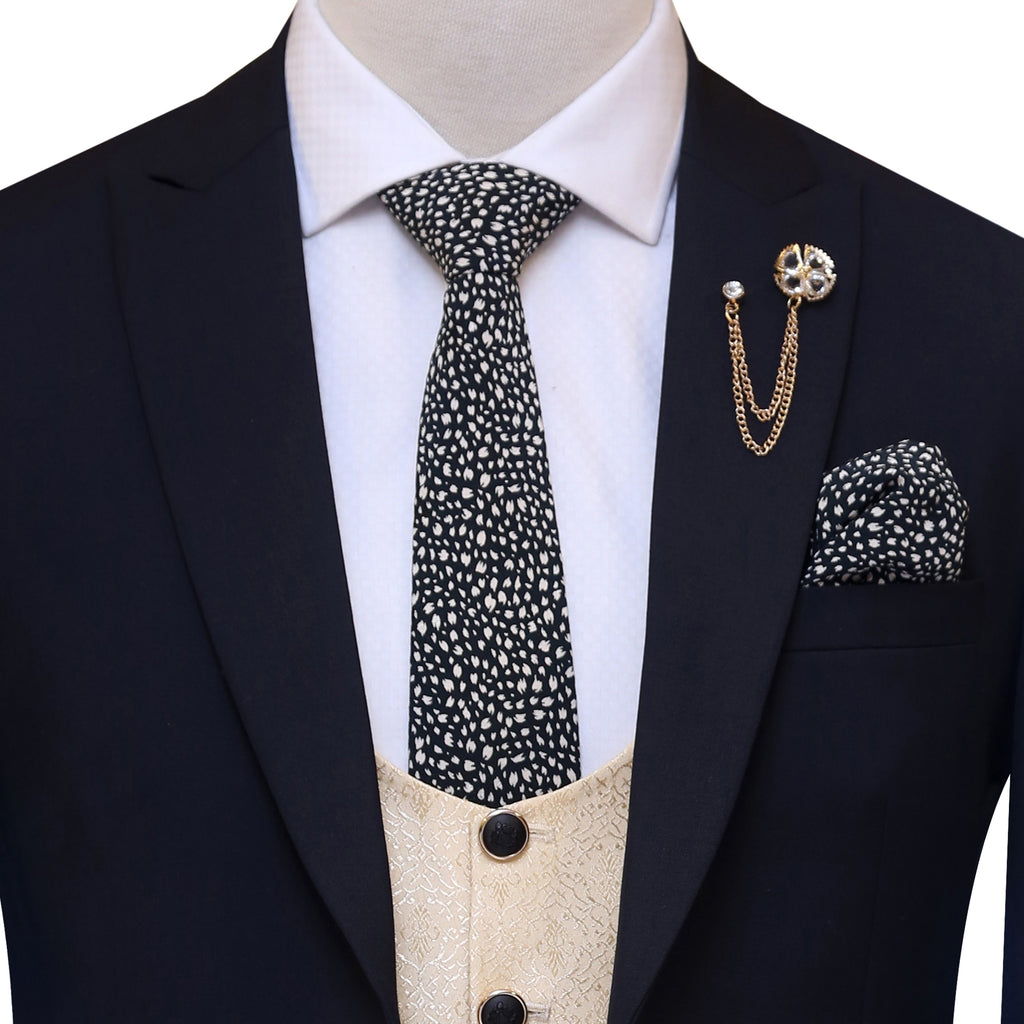 Custom-made dark three piece suit