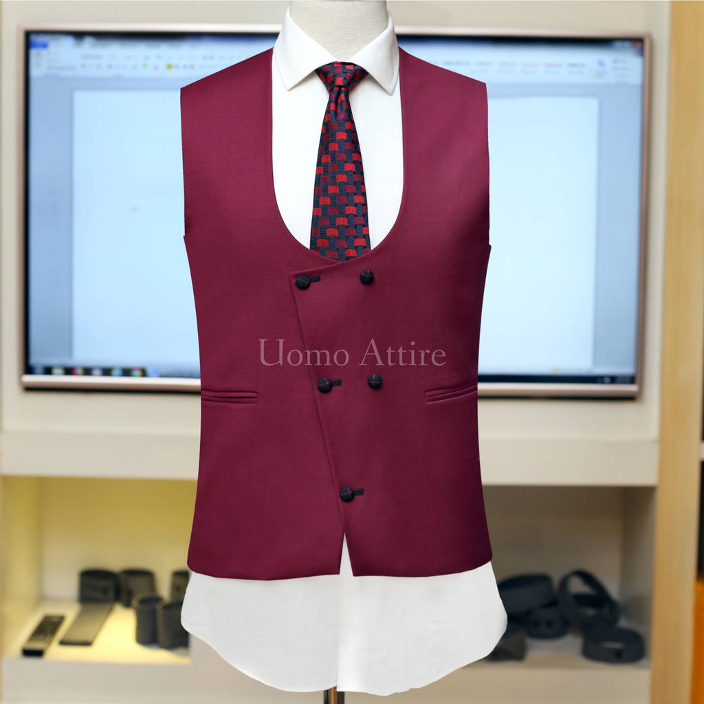 Double breasted vest cut style maroon color